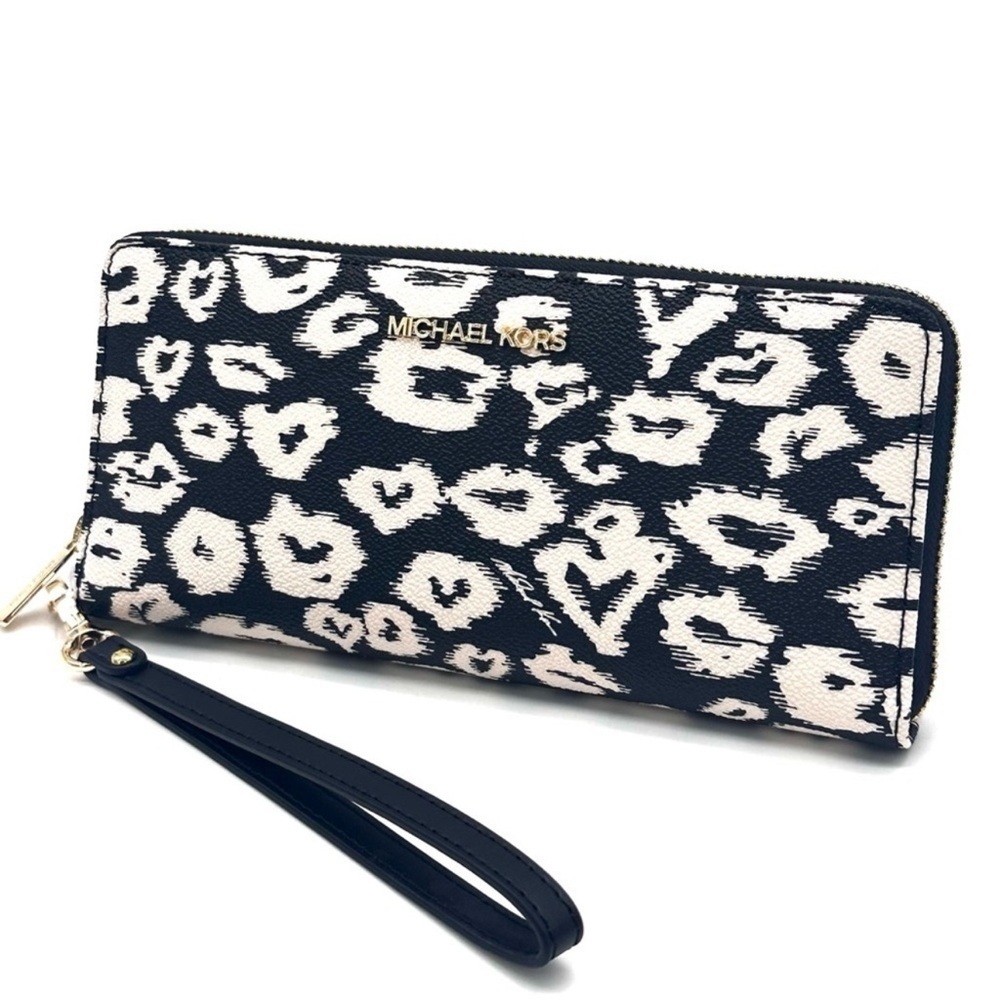 Michael Kors Large Continental Wallet Wristlet Black Multi